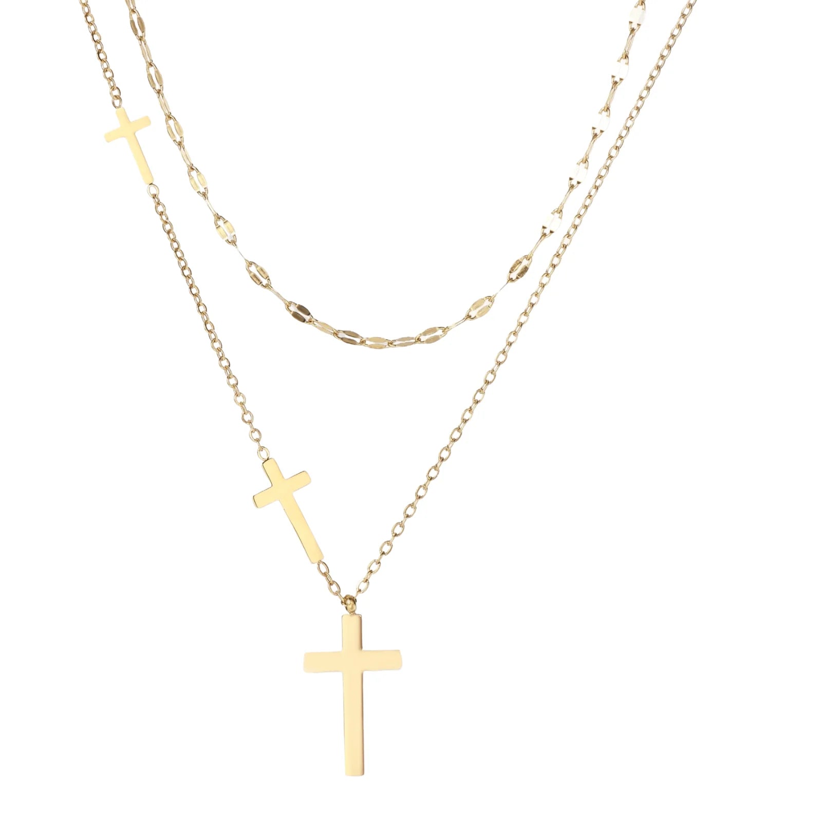 Divine Layers Cross Necklace Set