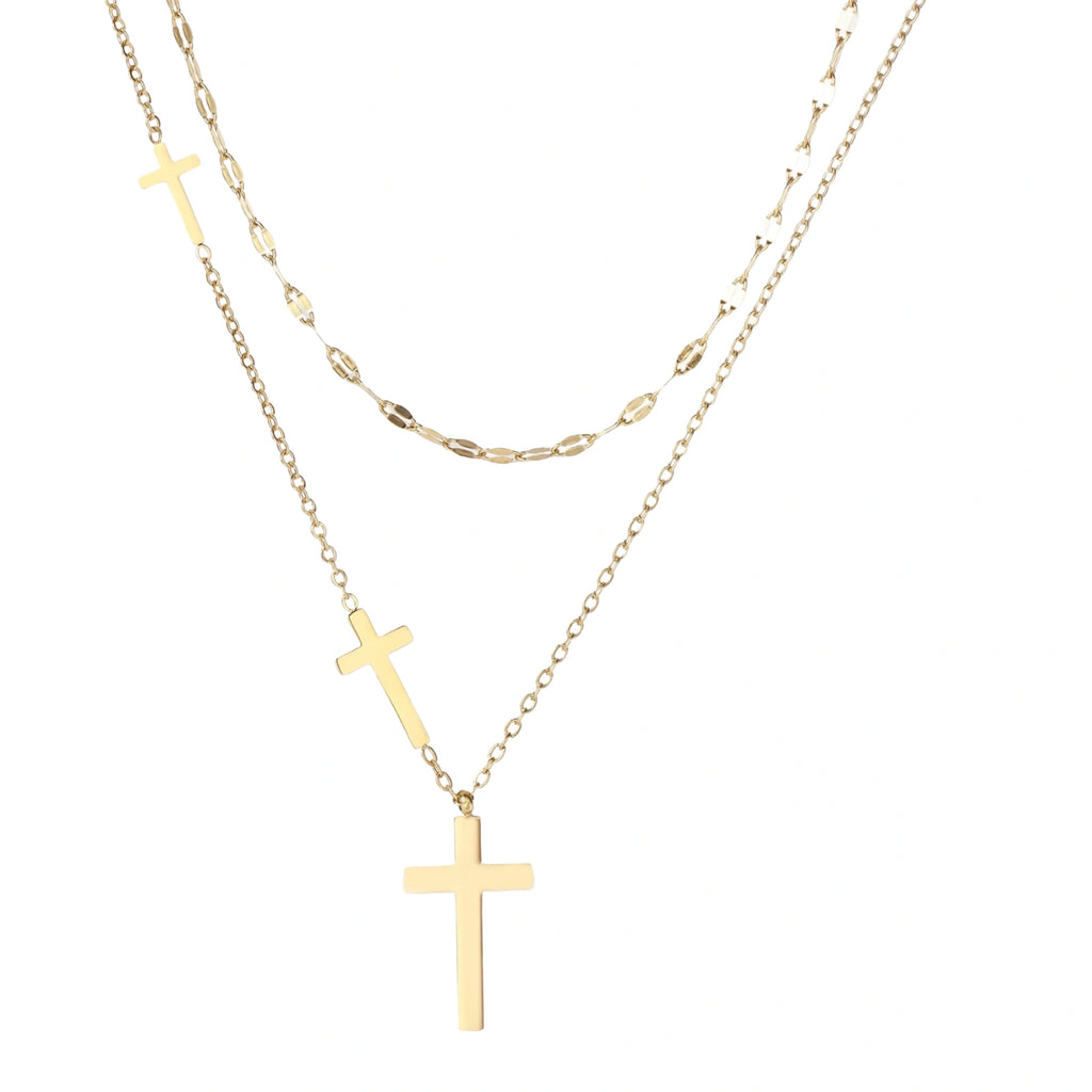 Divine Layers Cross Necklace Set